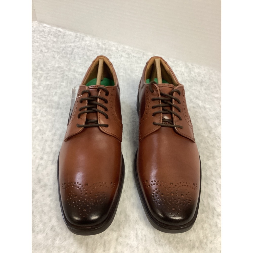 Clarks Clarkslite Tie Tan Combi Leather Medallion Toe Dress Shoes 7.5 M 26176938